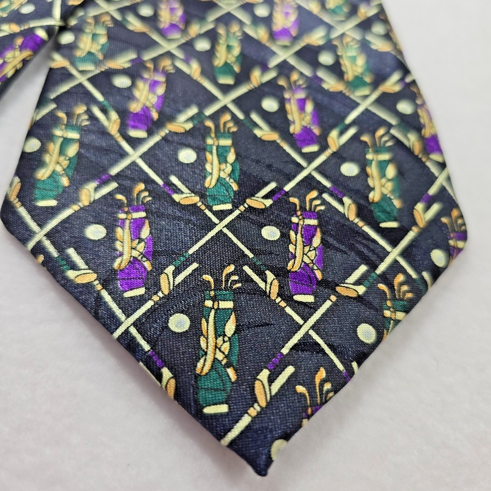 Beverly Hills Polo Club Golf Bag Mens Neck Tie Purple Green Sport Ball Dress